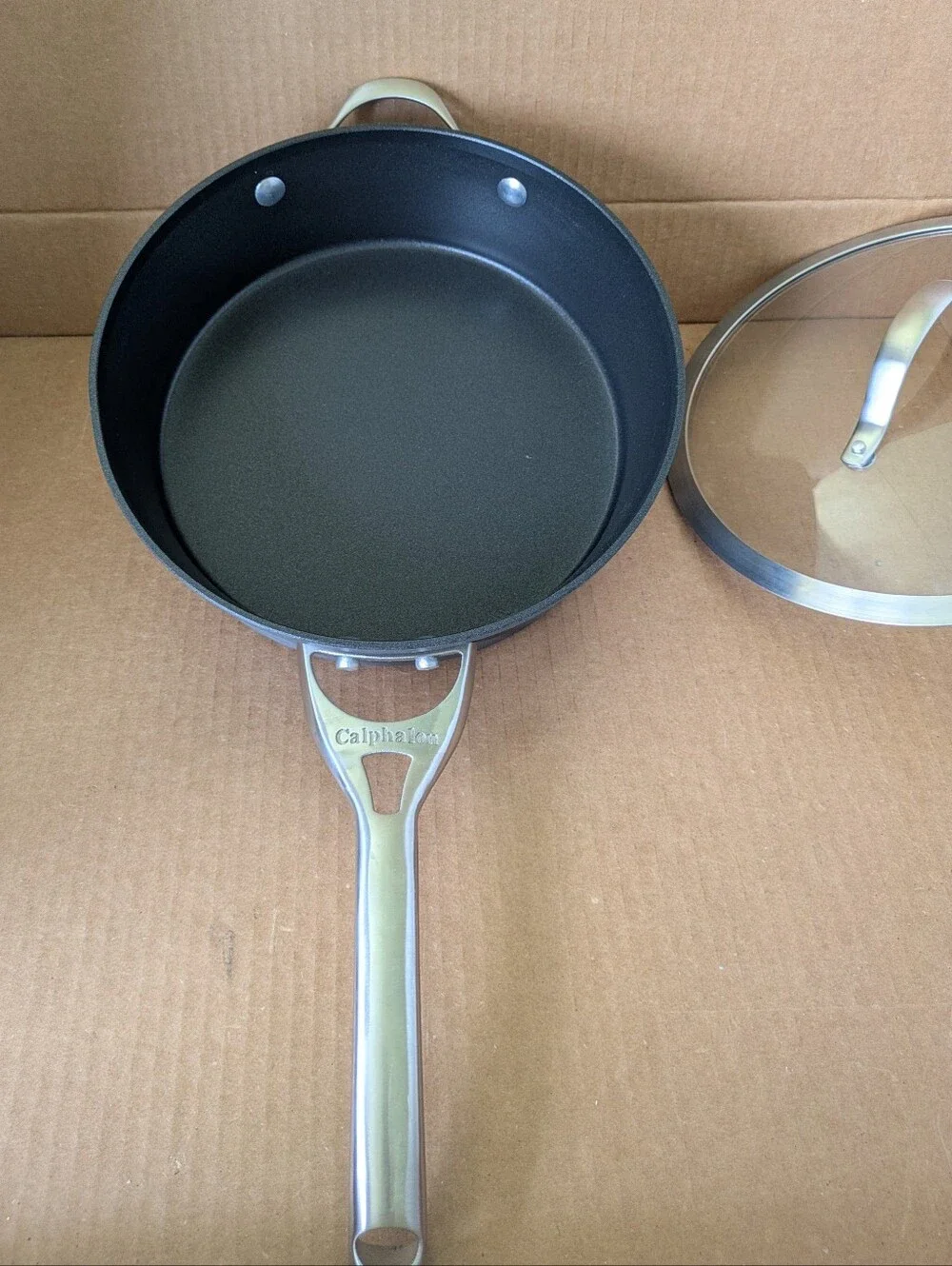 Cephalon Nonstick Sauté Pan with Glass Lid  Black & Stainless Steel 3 Quart